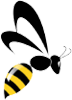 黒と黄色の配色で描かれたハチのシンプルなイラストアイコン